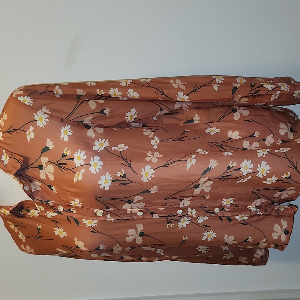 Sezane Rust Brown Floral Button-Up Blouse - Picture 2 of 7